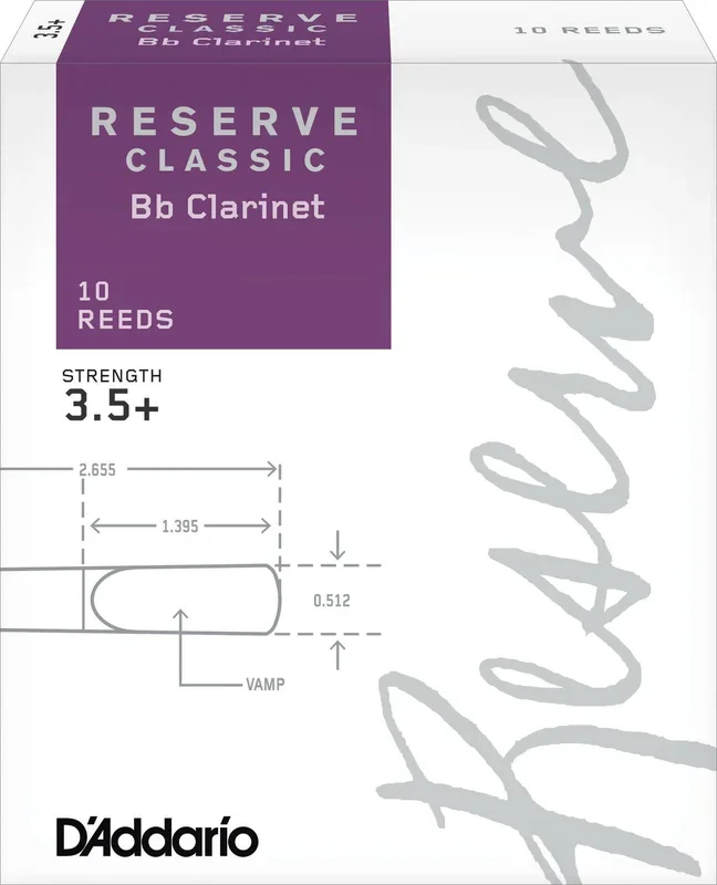 D’Addario Reserve Classic Bb Clarinet Reeds, Strength 3.5+, 10-pack