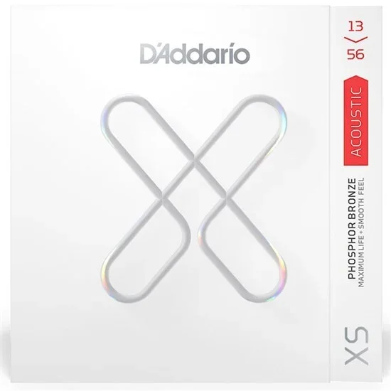 D’Addario XS Coated Acoustic Phosphor Bronze Strings – Medium Set (13-56)