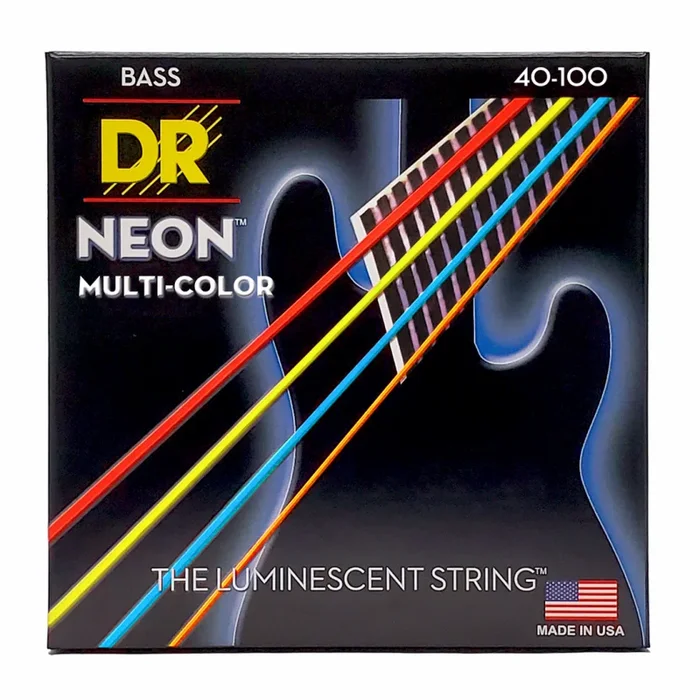 DR Hi-Def Neon Multi-Color Bass Strings Light 40-100 K3 Coating