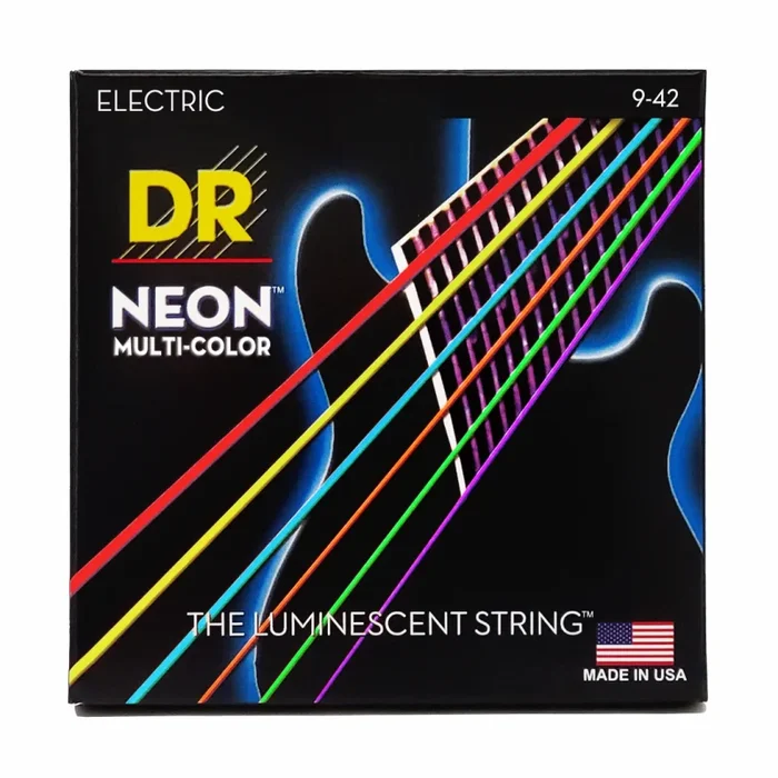 DR Hi-Def Neon Multi-Color Electric Guitar Strings Light 9-42