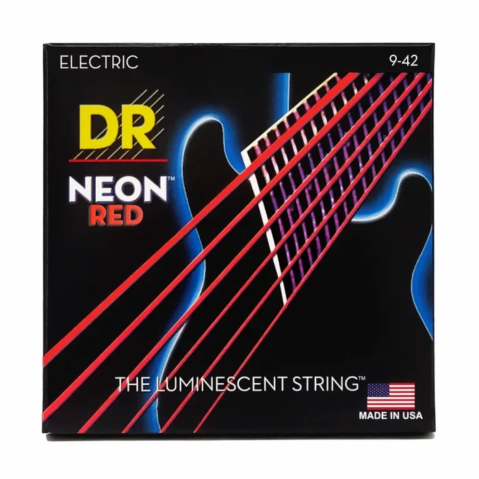 Dr Hi-Def Neon Red Electric Guitar Strings Light 9-42