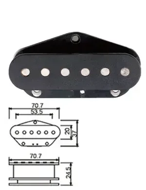 Dr Parts Tele Pickup Bridge – Ceramic Magnet, Black
