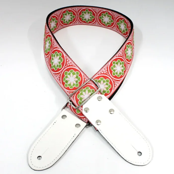 DSL Guitar Strap Jacquard Weaving, Flower Green