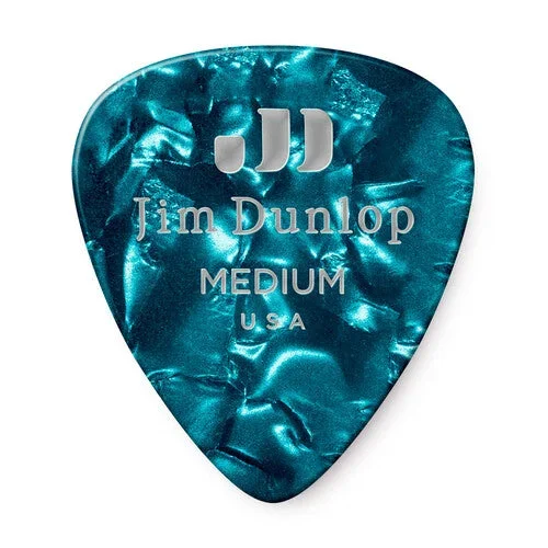 Dunlop Turquoise Pearloid Picks 12 Pack Medium