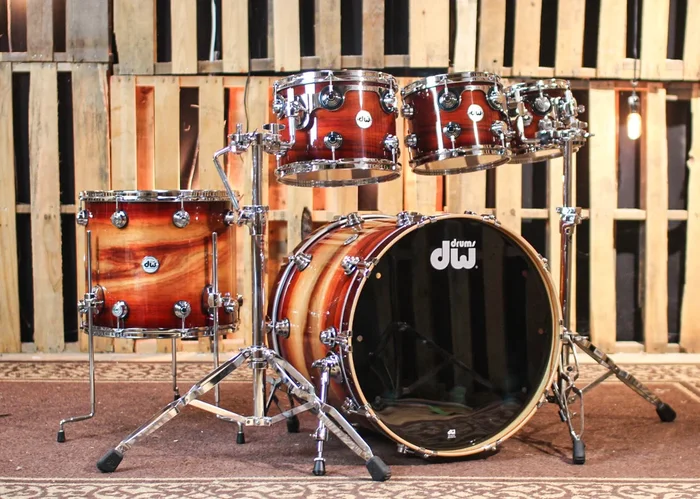 DW Collector’s Cherry Spruce Red Burst over Horizontal Padauk Drum Set – 22,8,10,12,16 – SO#1343760