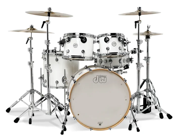 DW Design 5-Piece Gloss White Lacquer Drum Set – 22,10,12,16,14sn – DDLG2215WH