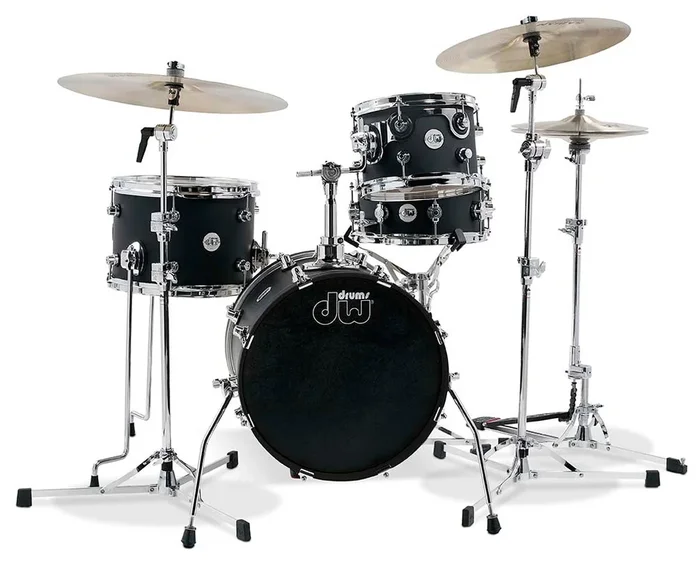 DW Design Black Satin Lacquer Mini Pro Drum Set – 16,10,13,12 – DDLM1604BL