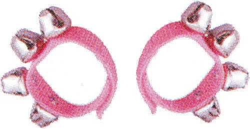 DXP Percussion Wrist Bells Pink Pair 4 bells on strap with hook & pin ends