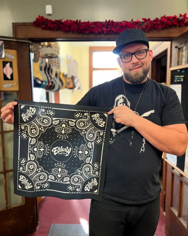 Elderly Logo Bandana, Patterned Design