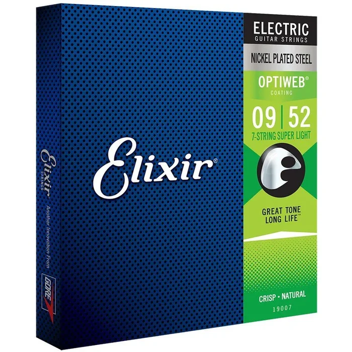 Elixir 19007 Optiweb 7-String Electric Strings Super Light 9-52 Gauge
