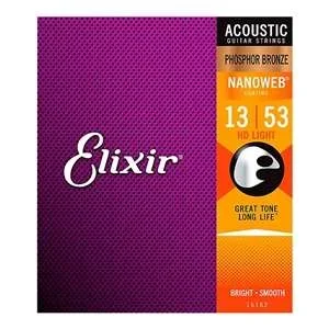Elixir Nanoweb Phosphor Bronze Acoustic Guitar Strings – 16182 HD Light (13-53)