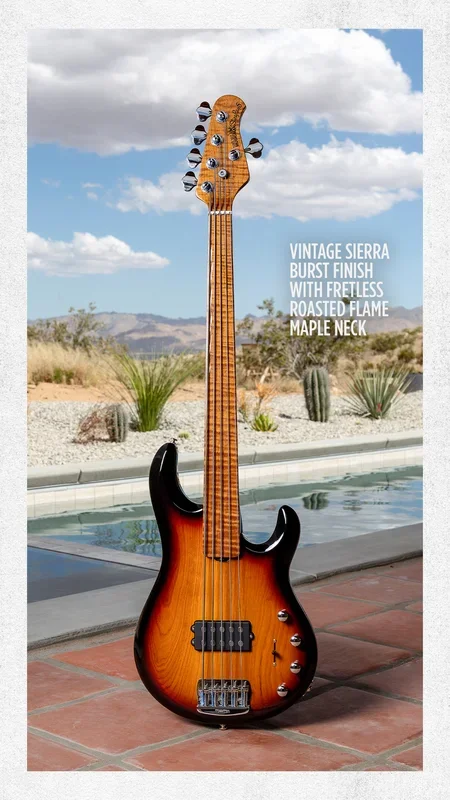 Ernie all Music Man StingRay 5 Special BFR Fretless 5 String Bass Vintage Sierra Burst