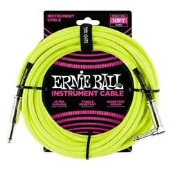 Ernie Ball Braided Instrument Cable – 10ft Neon Yellow