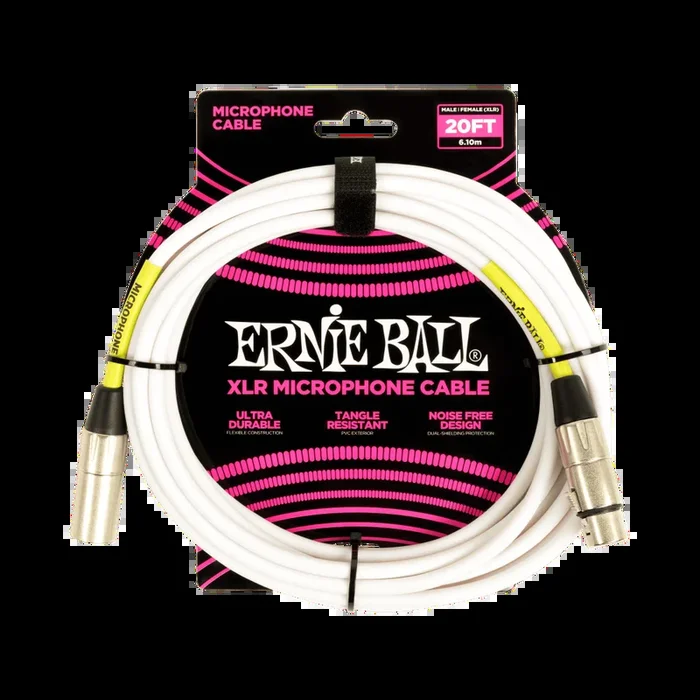 Ernie Ball Classic XLR Microphone Cable Male/Female 20ft. – White