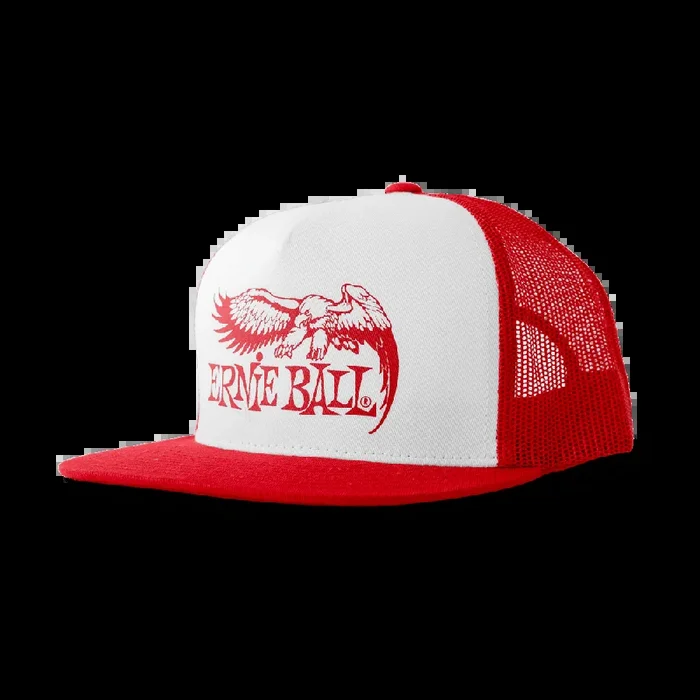 Ernie Ball Red with White Front and Red Eagle Logo Hat