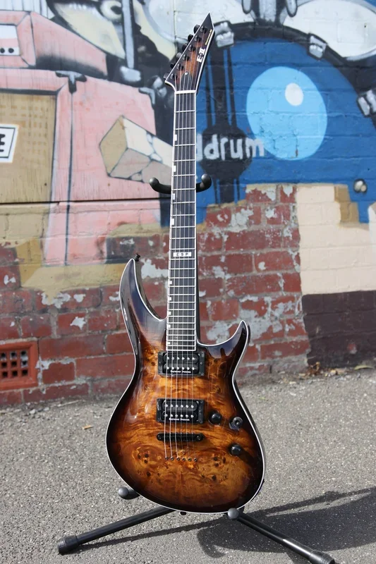 ESP E-II Horizon III NT Burl Top Australian Exclusive Dark Brown Sunburst Electric Guitar