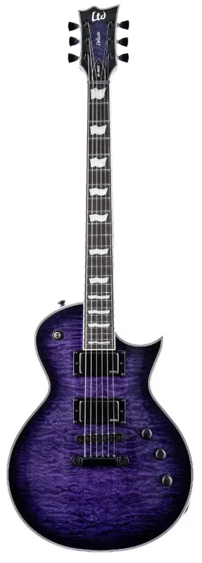 Esp LEC1000QMSTPSB LTD EC-1000 Quilted Maple Single Cut Electric Guitar (See Thru Purple Sunburst)