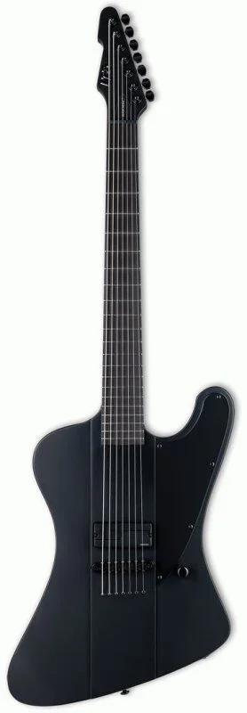 ESP LTD Phoenix Black Metal 7-String Guitar, Baritone, Black Satin Finish