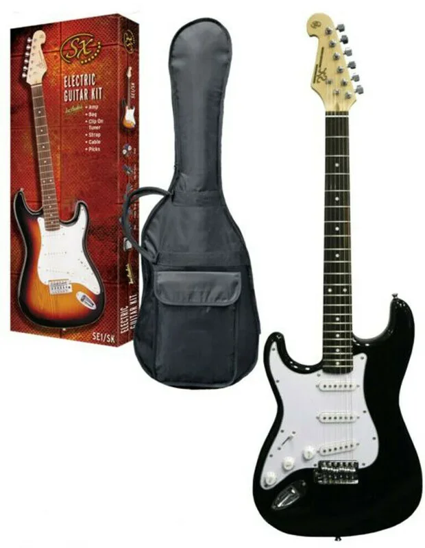 Essex Left Handed SC Style Electric Guitar Black Vintage Traditional