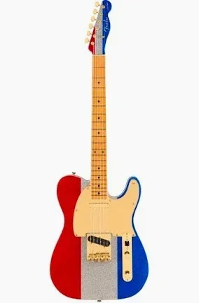 Fender Buck Owens Telecaster Maple Fretboard Red Silver and Blue Sparkle