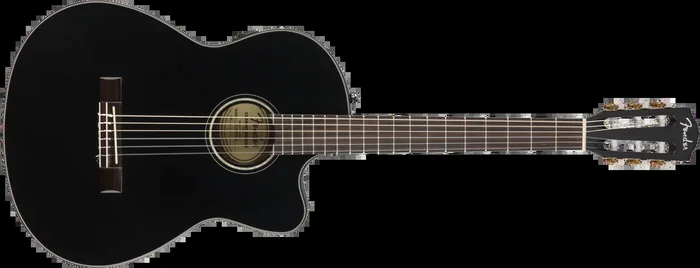 Fender CN-140SCE Nylon Thinline, Walnut Fingerboard, Black w/case