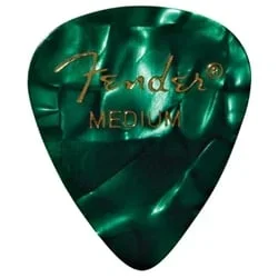 Fender Premium Celluloid Picks, 351 Shape – Medium, Green Moto, 12-Pack
