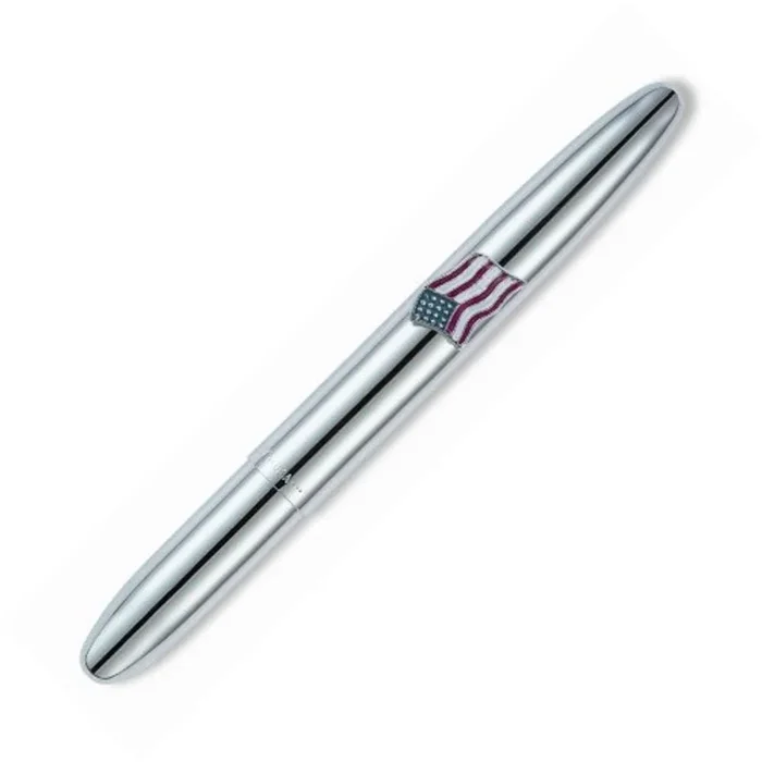 Fisher Space Pen, Bullet Space Pen with American Flag Emblem, Chrome