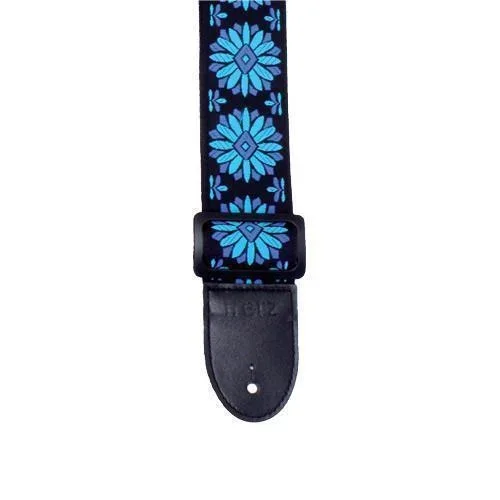 Fretz Woven Jacquard Fabric Guitar Strap (Blue Light Blue Black)