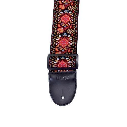 Fretz Woven Jacquard Fabric Guitar Strap (Red Black White)