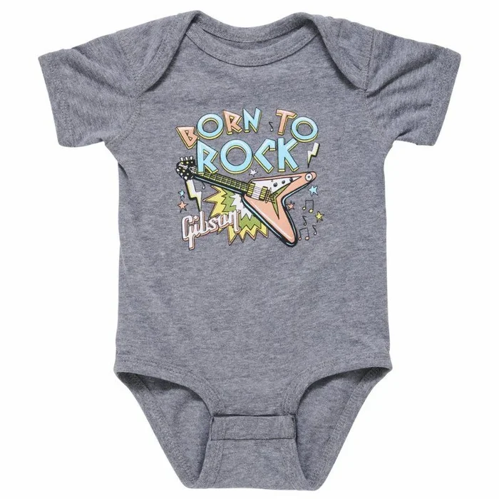 Gibson Born to Rock Baby Onesie Gray 6-12 Months Cotton/Polyester Blend