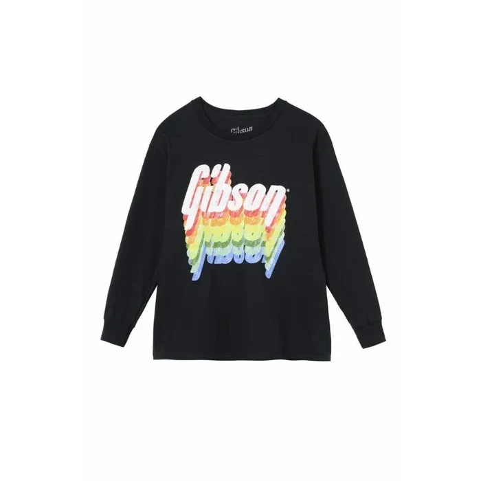 GIBSON KIDS RAINBOW LOGO LONG SLEEVE TEE BLACK 100% COTTON SMALL