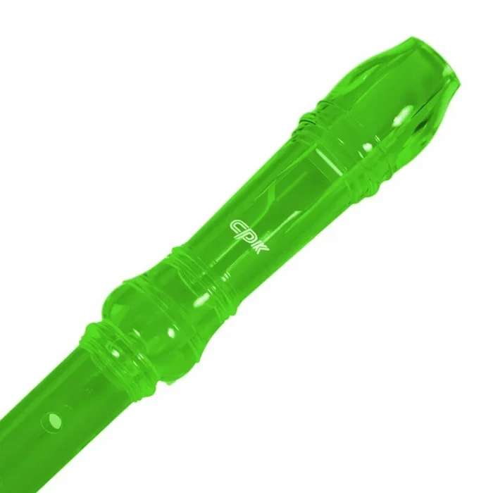 Green Descant Recorder Transparent Coloured Plastic for School Clear Bag & Rod