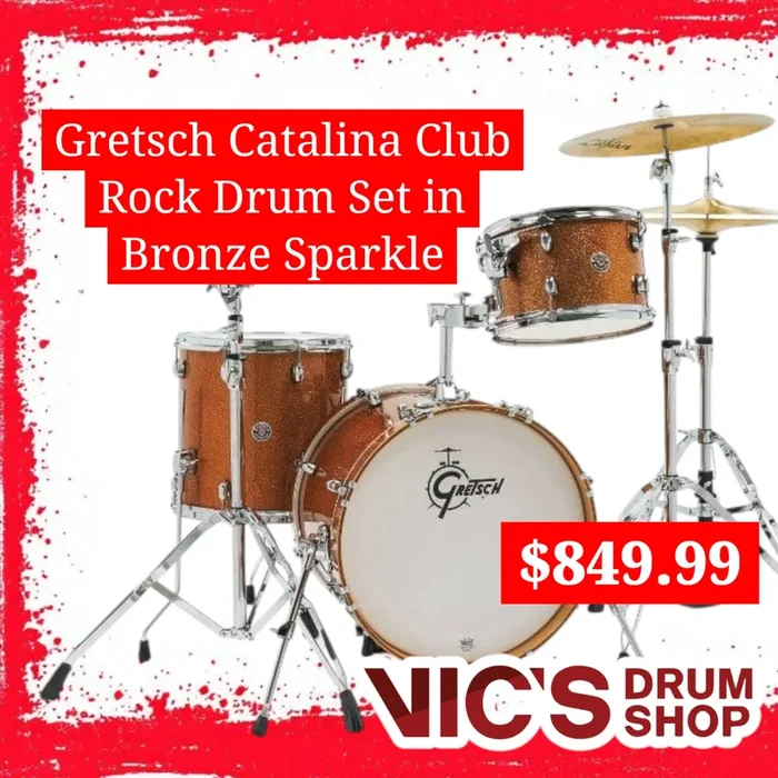 Gretsch Catalina Club Rock Shell Pack 9×13 16×16 14×24 Bronze Sparkle