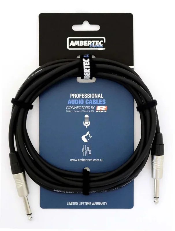 Guitar cable REAN connectors straight black 3m