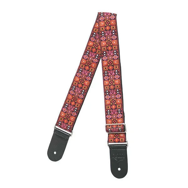 Guitar Strap – XTR 2 Inch Black Deluxe Poly Cotton Vintage 60’s Red