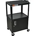 H. Wilson Metal 26″ to 42″ 3 Shelf Cart/Cabinet Black with Cabinet