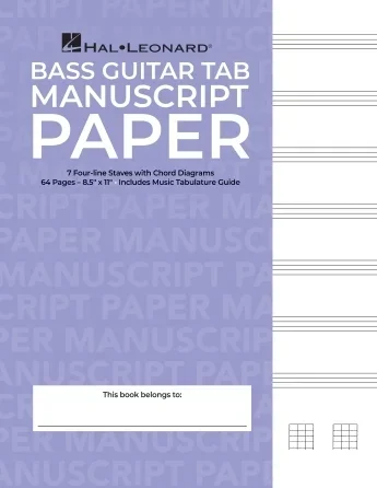 Hal Leonard Bass Guitar Tablature Manuscript Paper (Purple Cover)