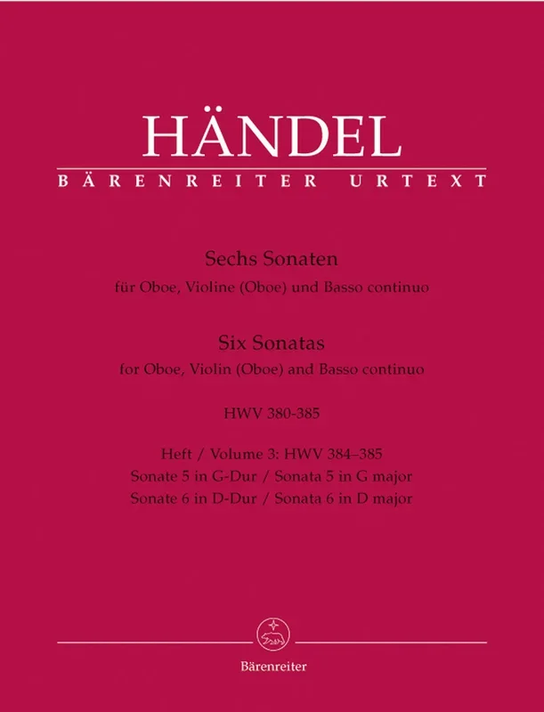 Handel: Six Sonatas for Oboe, Violin & Basso Continuo – Book 3