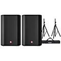 Harbinger VARI V1115 15″ Powered Speakers Pair With Speaker Stands Standard