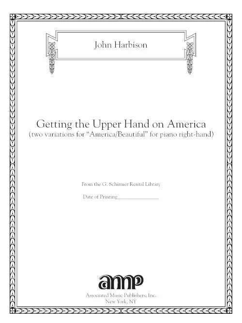 Harbison: Getting the Upper Hand on America (Two Variations for America/Beautiful) for piano right hand