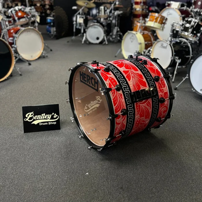 Herch Percussion Banda 20×24 ” Tambora Bass Drum in Anodized Black & Red w/ FREE CASE