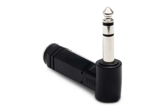 Hosa Right-Angle Adaptor, 1/4 In TRS To Same