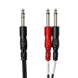Hosa STP-202 Stereo Breakout Insert Cable – 1/4in TRS (M) to Dual 1/4in TS (M) – 2m