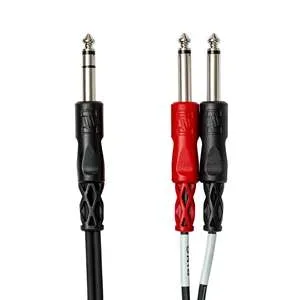 Hosa STP-203 Stereo Breakout Insert Cable – 1/4in TRS (M) to Dual 1/4in TS (M) – 3m