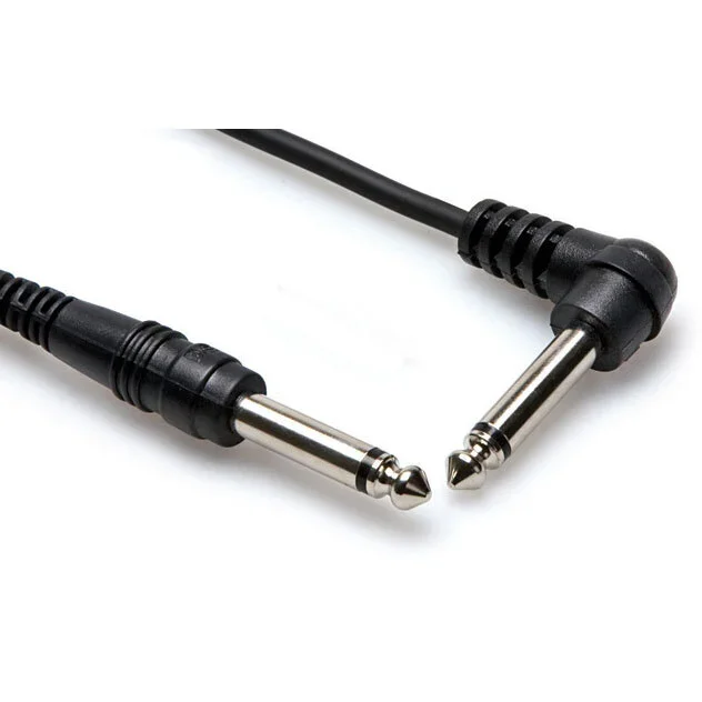 Hosa Unbalanced Interconnect, 1/4 in TS to Right-angle 1/4 in TS, 10 ft