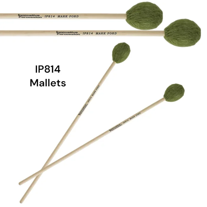 Innovative Percussion Strong Legato Hard Marimba Mallets – Green Yarn – Birch