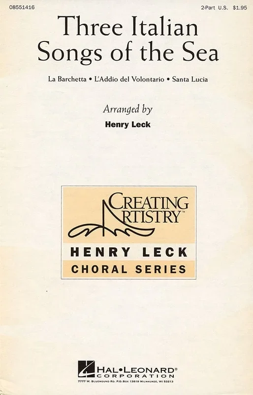 Italian Songs Of Sea 3 For 2 Pt Arr Leck (Octavo)