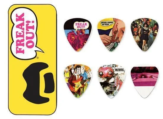 Jim Dunlop Frank Zappa Yellow Pick Tin + 6 x Tortex Medium Guitar Picks *NEW*
