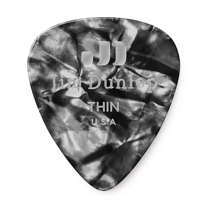 Jim Dunlop Pick THIN – Black Pearloid Class Guitar Pick (Single)
