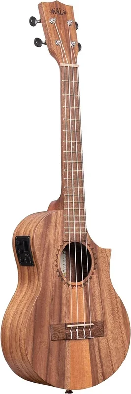 Kala KA-TK-T-CE Teak Tri-Top Satin Tenor Ukulele with Cutaway and EQ with Built-In Tuner